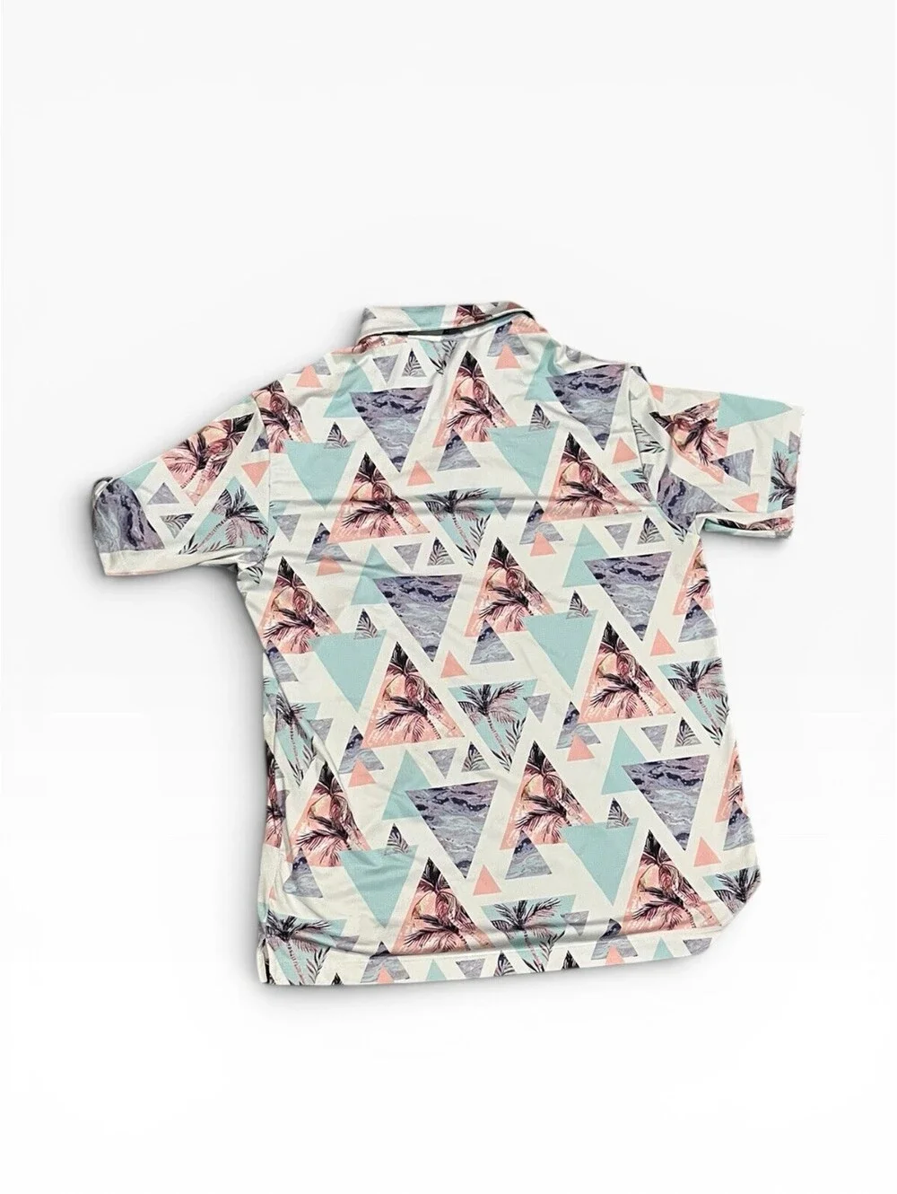 Bad Birdie Cali Golf Polo Mens M Pastel Palm Tree Geometric Performance